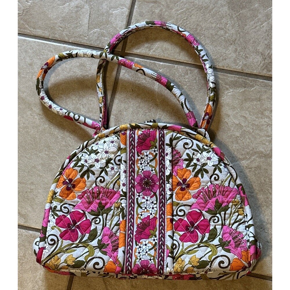 Vera Bradley Retired Eloise Folkloric KissLock Purse Handbag Pink Floral 10x13x4